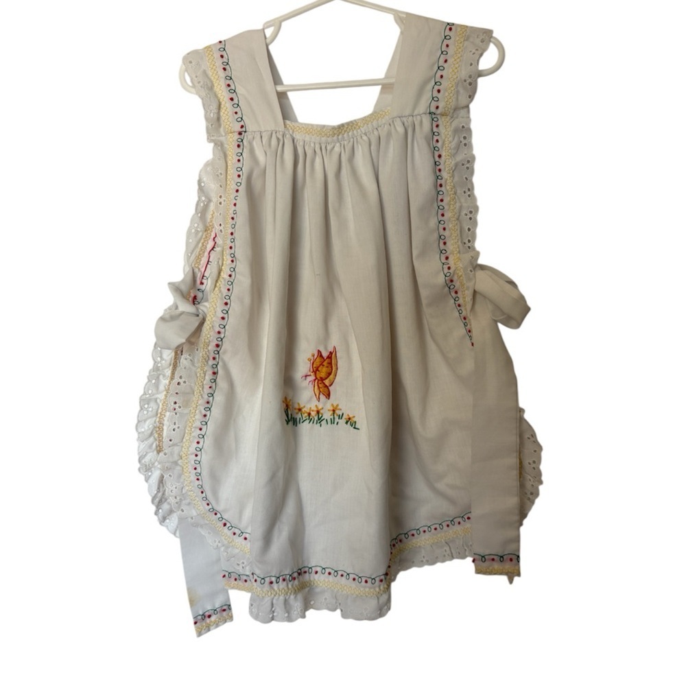 Rare Vintage hand stitched detail Pinafore Apron Dress